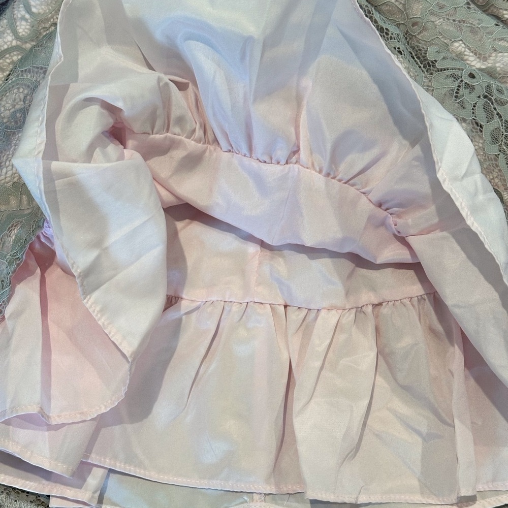 NWOT Laura Ashley 24 Months Gray and Pink Lace Dress - Picture 3 of 10